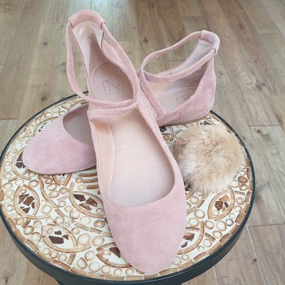 NWT Suede Dusty Pink Round Toe Mary Jane Ballet Flats - Picture 1 of 14